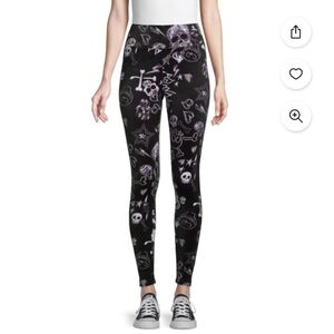 No Bounderies Juniors Size Large L 11-13 Black Halloween Velour Leggings Skull